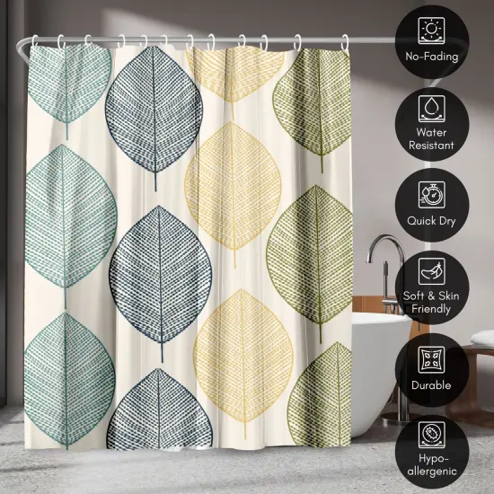 Americanflat 71" x 74" Shower Curtain, Leaves Multicolor by Lisa Nohren {4}