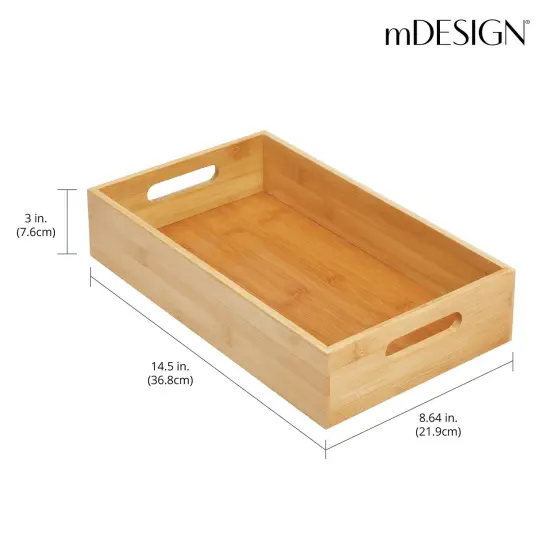 mDesign Bamboo Office Organizer Container Bin with Handles {3}