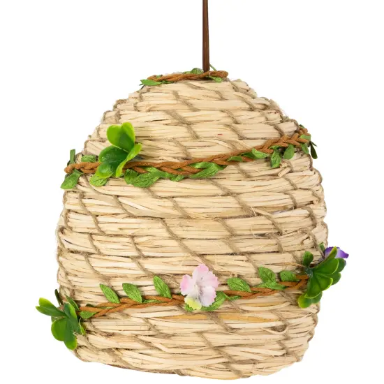 Northlight Beehive with Bees Spring Hanging Decoration - 6.25" Beige {6}