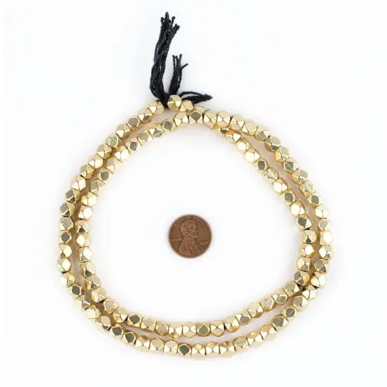 Cornerless Cube Beads - Full Strand of Faceted Ethnic Metal Spacers - The Bead Chest (6mm, Gold) {2}