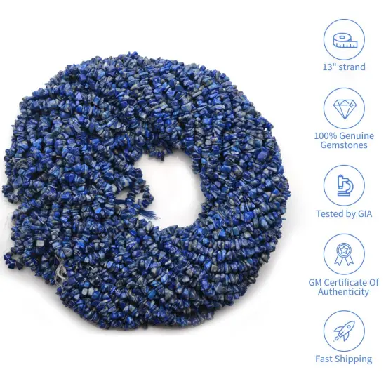 Lapis Chip Beads, 34 Inch, Natural Chip Strands, Drilled Strung Nugget Beads, 3-7mm, Polished, GemMartUSA (CHLP-70001) {1}