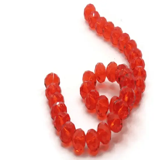 35 11mm x 9mm Red Faceted Rondelle Glass Beads {3}