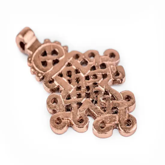 Copper Coptic Cross Pendant (66x43mm): Authentic Ethiopian East African Design for Jewelry & Necklace Making {3}