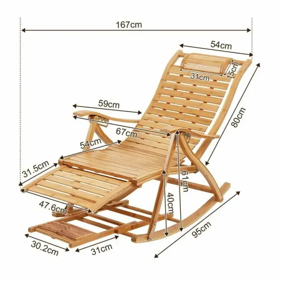 Wooden Deck Chair Garden Patio Sun Lounger Folding Outdoor Adjustable Reclining {2}
