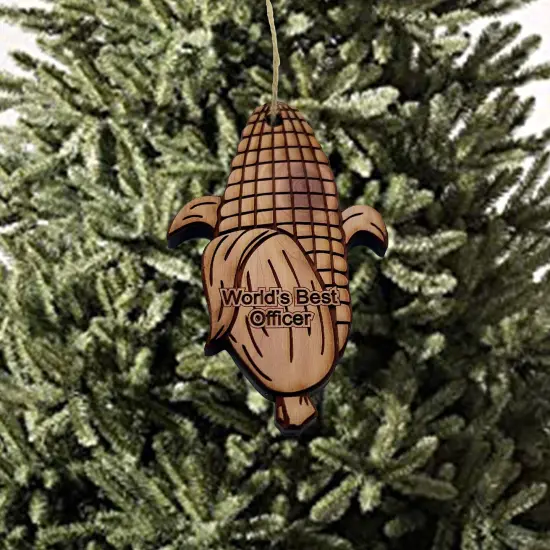 Worlds Best Officer Corn on the cob - Cedar Ornament {2}