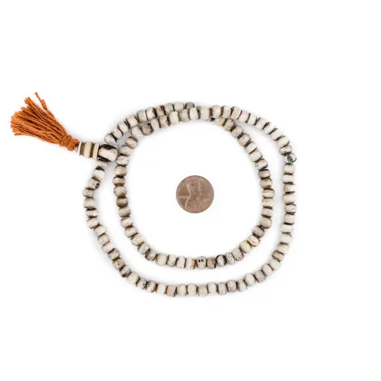 The Bead Chest 108 6mm Grey Bone Mala Beads - Handmade Fair Trade Nepal Prayer Rosary Beads Necklace for Mediation, Yoga, Jewelry Making, Crafts {2}