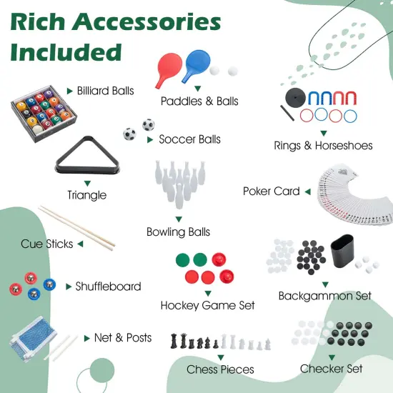 Costway 12-in-1 Combo Game Table Set with Foosball Air Hockey Pool Ping Pong Chess Bowling {6}