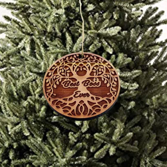 Best Boss Ever Celtic Tree of Life - Cedar Ornament {3}