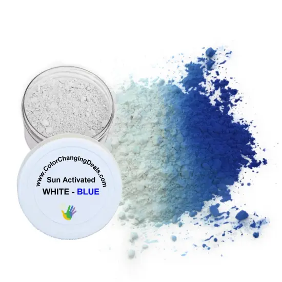 Photochromic Sun UV Activated Color Changing Powder Pigments for Resin Slime T Shirts Tumblers White-blue {1}