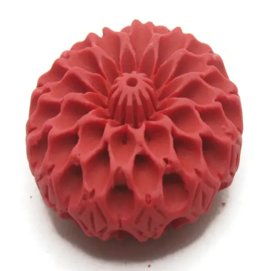 40mm Carved Cinnabar Red Flower Focal Bead {5}