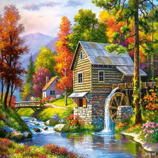 500 Piece Jigsaw Puzzle, Old Sutter&rsquo;s Mill, Charming Nook, Pond, Countryside, Adult Puzzles, Castorland B-52691 {2}