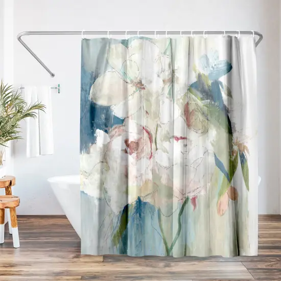 Americanflat 71" x 74" Shower Curtain, Blissful Peony I by PI Creative Art {1}