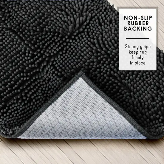 Hearth & Harbor Chenille Bath Mat Black {2}