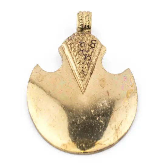 TheBeadChest Brass Half Moon Tuareg Shield Pendant 63x51mm Morocco African Large Hole Handmade {3}