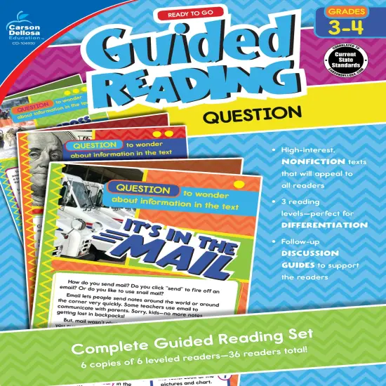 Carson Dellosa Ready to Go: Question Guided Reading Set, Grades 3-4 Resource Book With 36 Nonfiction Leveled Readers, Discussion Guides, Prompts, and More {1}