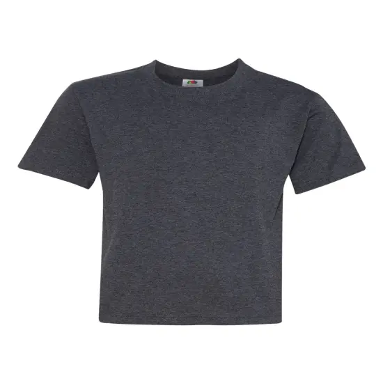 12 Pack: Fruit of the Loom&reg; Youth Short Sleeve Crew Neck T-Shirt Black heather {1}