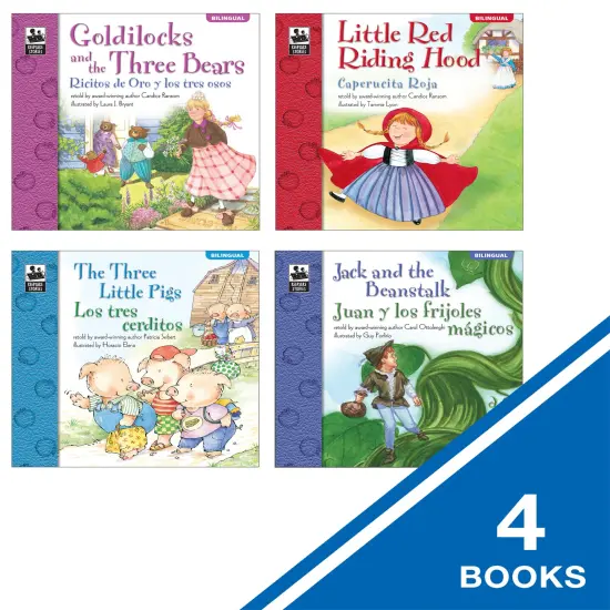 Carson Dellosa Keepsake Stories Classic Children's Fairy Tales in Spanish and English Book Set, The Three Little Pigs, Little Red Riding Hood, Goldilocks, Jack & the Beanstalk Bilingual Books for Kids {3}