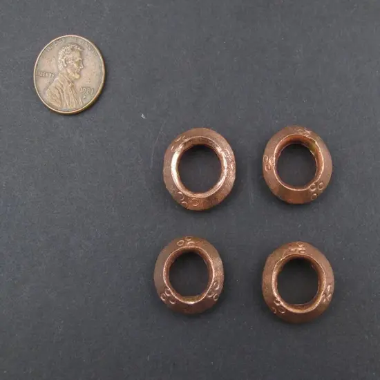 The Bead Chest Copper Ethiopian Wollo Rings (18mm) (Set of 4): Genuine Ethiopian Metal Ring Beads for DIY Jewelry {3}