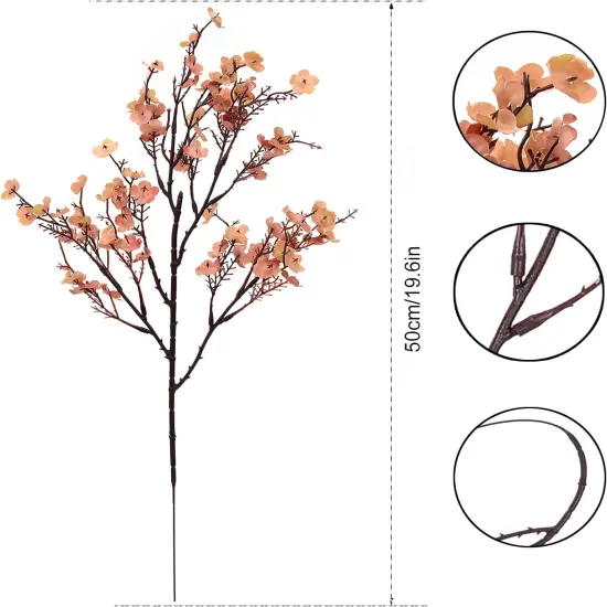 6 Bundles Baby's Breath: UV Resistant Faux Silk Bouquets Dark brown white {4}