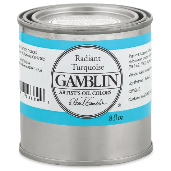 Gamblin Artist's Oil Color - Radiant Turquoise, 8 oz Can {1}