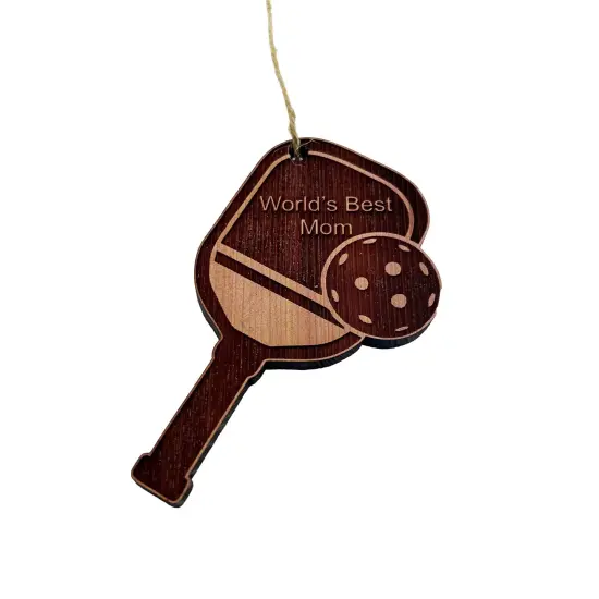Worlds Best Mom Pickleball - Cedar Ornament {3}