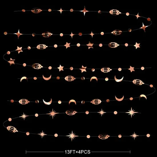 Eid Mubarak Ramadan Decorations Hanging Star Moon Circle Dot Crescent Lamp Garland Streamer Backdrop Banner Decorations for Home Happy Ramadan Islam Muslim Wedding Birthday Party {5}