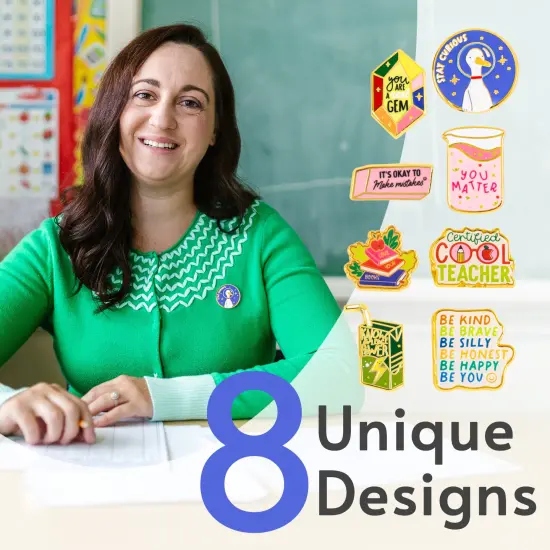 Mabie Swan - 8 Enamel Pin Set, Perfect Brooch For Women And Men, For Showing Your Educator And Teacher Appreciation, Jewelry Lapel Pins Make A Great Teacher Gifts {3}