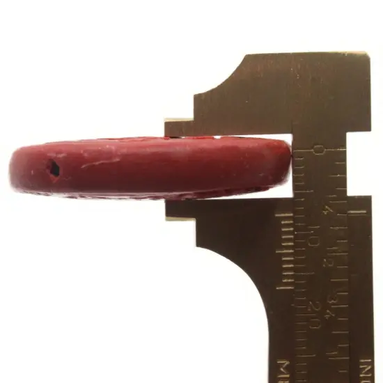 47mm Red Carved Cinnabar Flower and Butterfly Focal Bead {6}