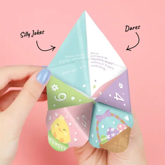 Big Dot of Happiness Spring Easter Bunny - Happy Easter Party Cootie Catcher Game - Jokes and Challenges Fortune Tellers - Set of 12 {4}