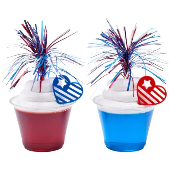 Independence Day Spray Mylar topper celebrate with congratulations Cupcake Cake Pics - set of 6 {6}