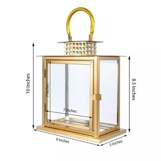 GOLD 10" tall Metal Lantern Candle Holder {5}