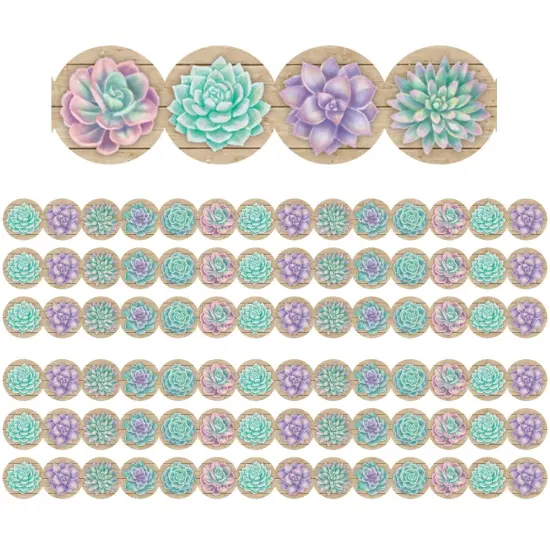 Rustic Bloom Succulents Die-Cut Border Trim, 35 Feet Per Pack, 6 Packs {1}
