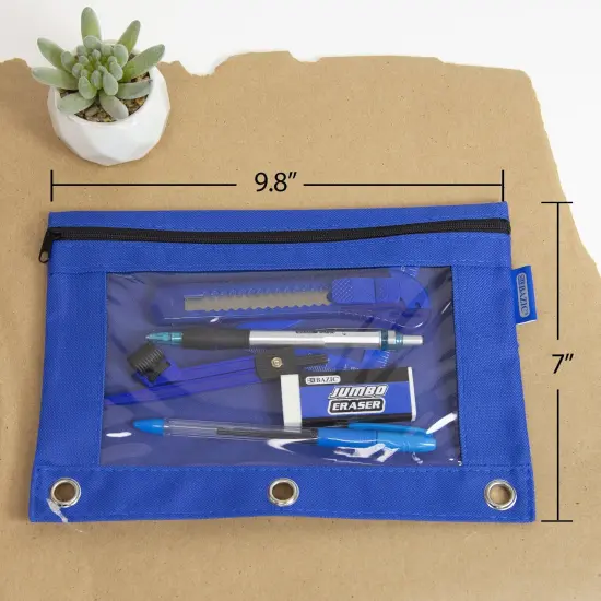 3-Ring Pencil Pouch with Clear Window, Assorted, Pack of 12 {2}