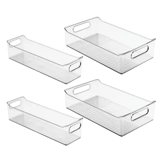 mDesign Plastic Food Storage Bins for Kitchen, Pantry, Handles, Set of 4 - Clear {4}