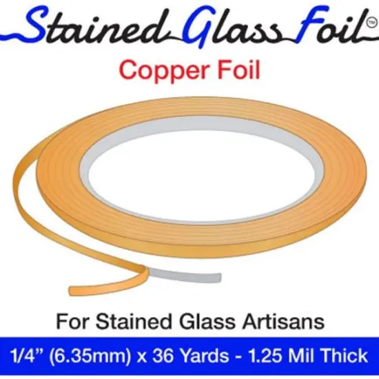 Stained Glass Foil Brand 1/4" Copper Back Foil - 1.25 Mil. Thick {4}