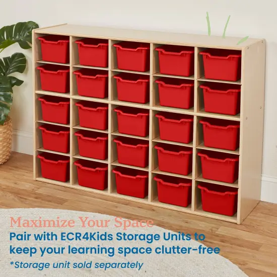 Scoop Front Storage Bins, Multipurpose Organization, 25-Pack Red {5}