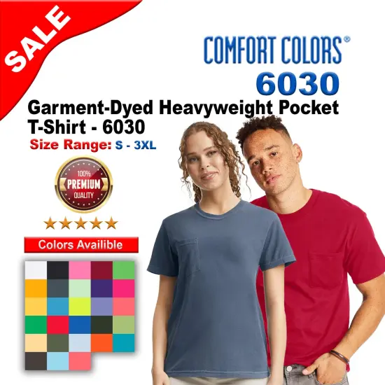 Comfort Colors&reg; Garment-Dyed Heavyweight Pocket Crewneck Short Sleeve T-Shirt Graphite {3}