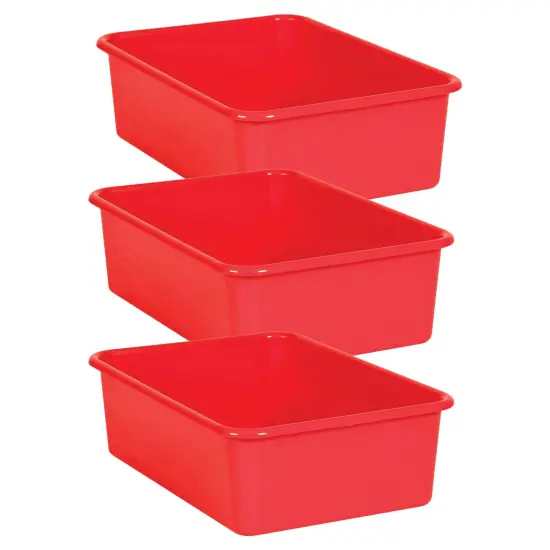 Red Large Plastic Storage Bin, Pack of 3 {1}