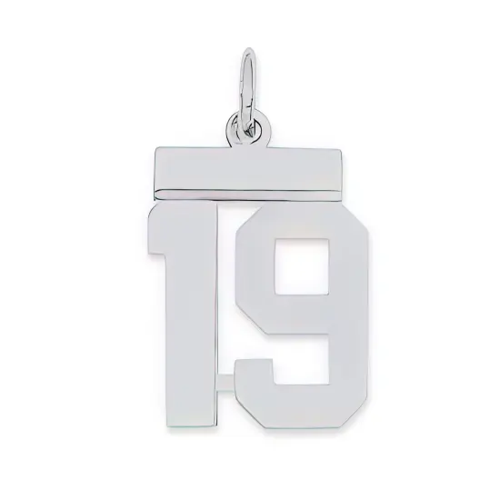 Sterling Silver Small Polished Number 19 Charm Pendant Jewerly 20mm x 8mm {1}