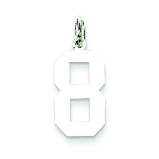 Sterling Silver Medium Polished Number 8 Charm Pendant Jewerly 21mm x 8mm {1}