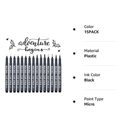 Hand Lettering Brush Pens - 15 Pack Calligraphy Markers for Beginners, Ideal for Writing, Journaling, Drawing, Signature, and School Office Supplies {3}