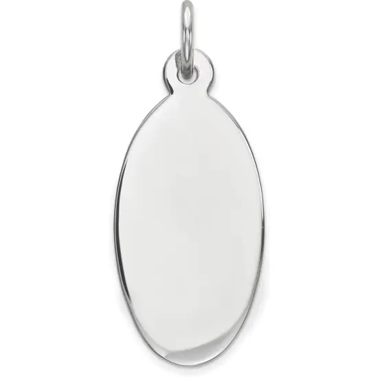 Sterling Silver Disc Oval Charm 0.027" 12.3mm Jewerly 26mm x 12mm {1}
