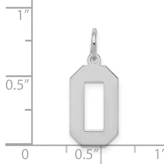 Sterling Silver Medium Polished Number 0 Charm Pendant Jewerly 21mm x 8mm {4}