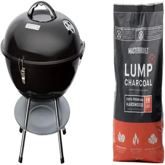 CCG-216 Portable Charcoal Grill, 16", Black & Masterbuilt MB20091621 Lump Charcoal 16 Pound, Black {1}