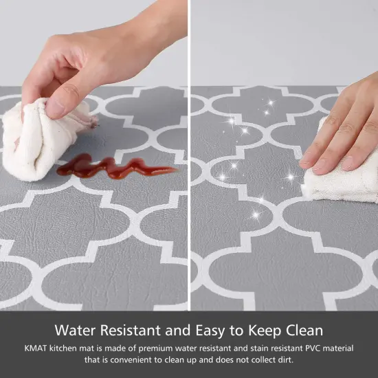 KMAT Kitchen Mat [2 PCS] Cushioned Anti-Fatigue Kitchen Rug, Waterproof Non-Slip Kitchen Mats and Rugs Heavy Duty PVC Ergonomic Comfort Foam Rug for Kitchen, Floor Home, Office, Sink, Laundry,Grey {4}