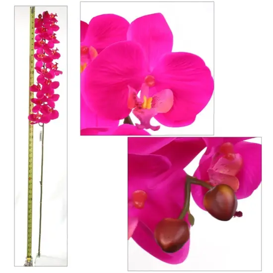 Lifelike 49-Inch Fuschia Artificial Phalaenopsis Orchid - Elegant and Realistic Floral Decor {2}