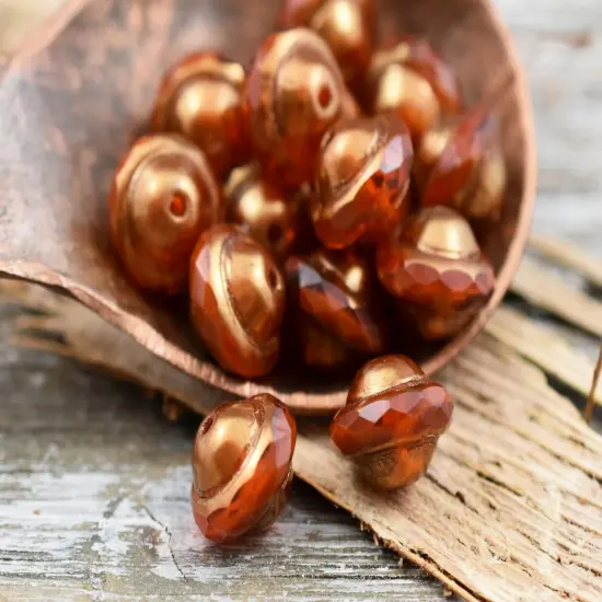 Bronze Washed Pumpkin Orange Saturn Beads {3}