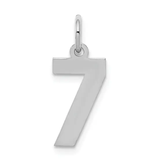 Sterling Silver Small Polished Number 7 Charm Pendant Jewerly 20mm x 4mm {1}