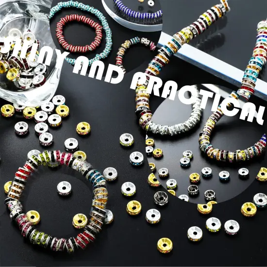 1080 Pcs 8mm Rhinestone Spacer Beads - Crystal Glass Beads for Jewelry Making, Available in 9 Colors, Ideal for Necklaces, Bracelets, and Pendants {6}