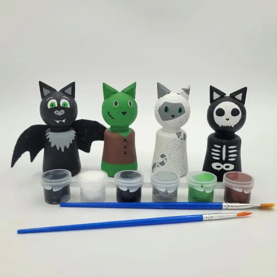 Halloween Cat Peg Doll Painting Craft Kit by Ink and Trinket Kids {1}